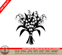 Sweet Pea Bouquet Digital Design in Multiple File Formats