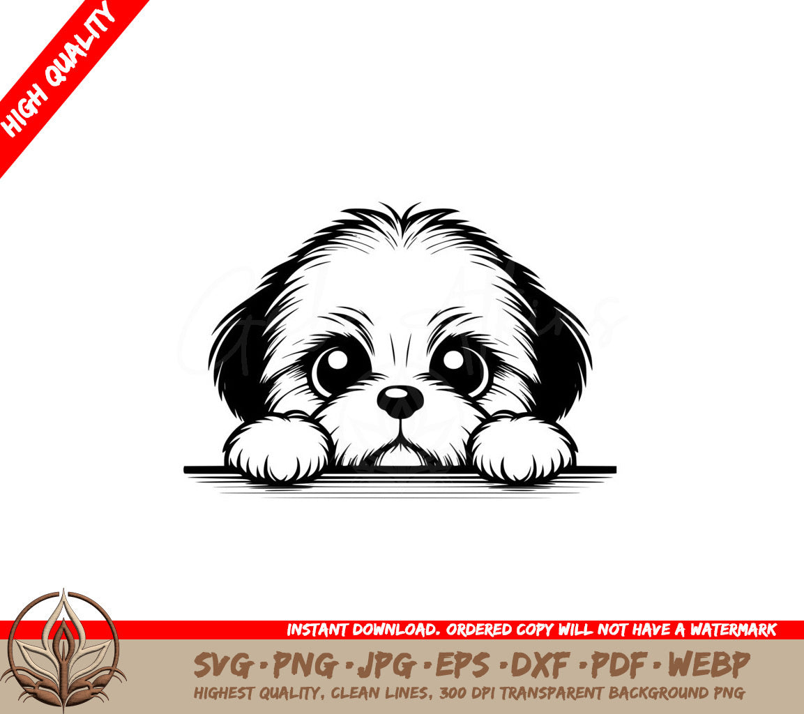 Sweet Shih Tzu Peeking SVG Cut File Download