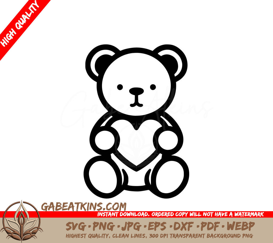 A Teddy Bear Holding A Heart SVG - Sweet Teddy Love SVG