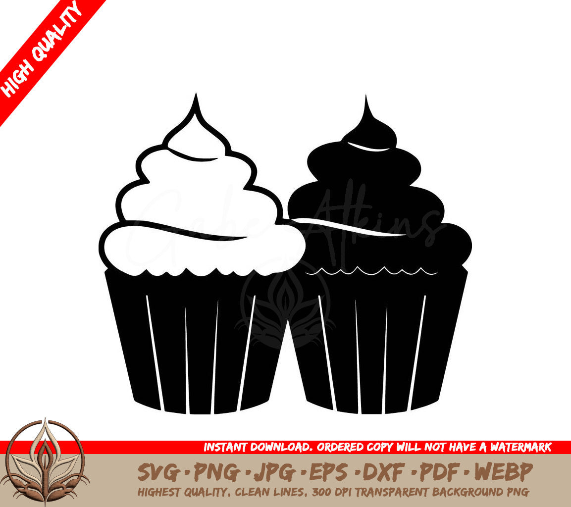 Sweet Treat Cupcakes Digital Design File (SVG, PNG, JPG, AI, PDF, DXF, EPS, WebP)
