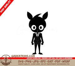 Cute Halloween Cat in Tuxedo SVG - Spooky Specter Vector Design SVG