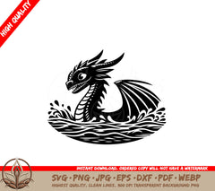 Swimming Dragon SVG PNG JPG AI PDF DXF EPS and WebP - Digital Download