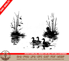 Swimming Ducks Digital Design File - SVG, PNG, JPG, AI, PDF, DXF, EPS WebP Formats