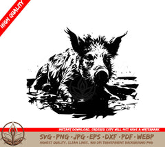 Swimming Pig Digital Design File (SVG, PNG, JPG, AI, PDF, DXF, EPS, WebP)