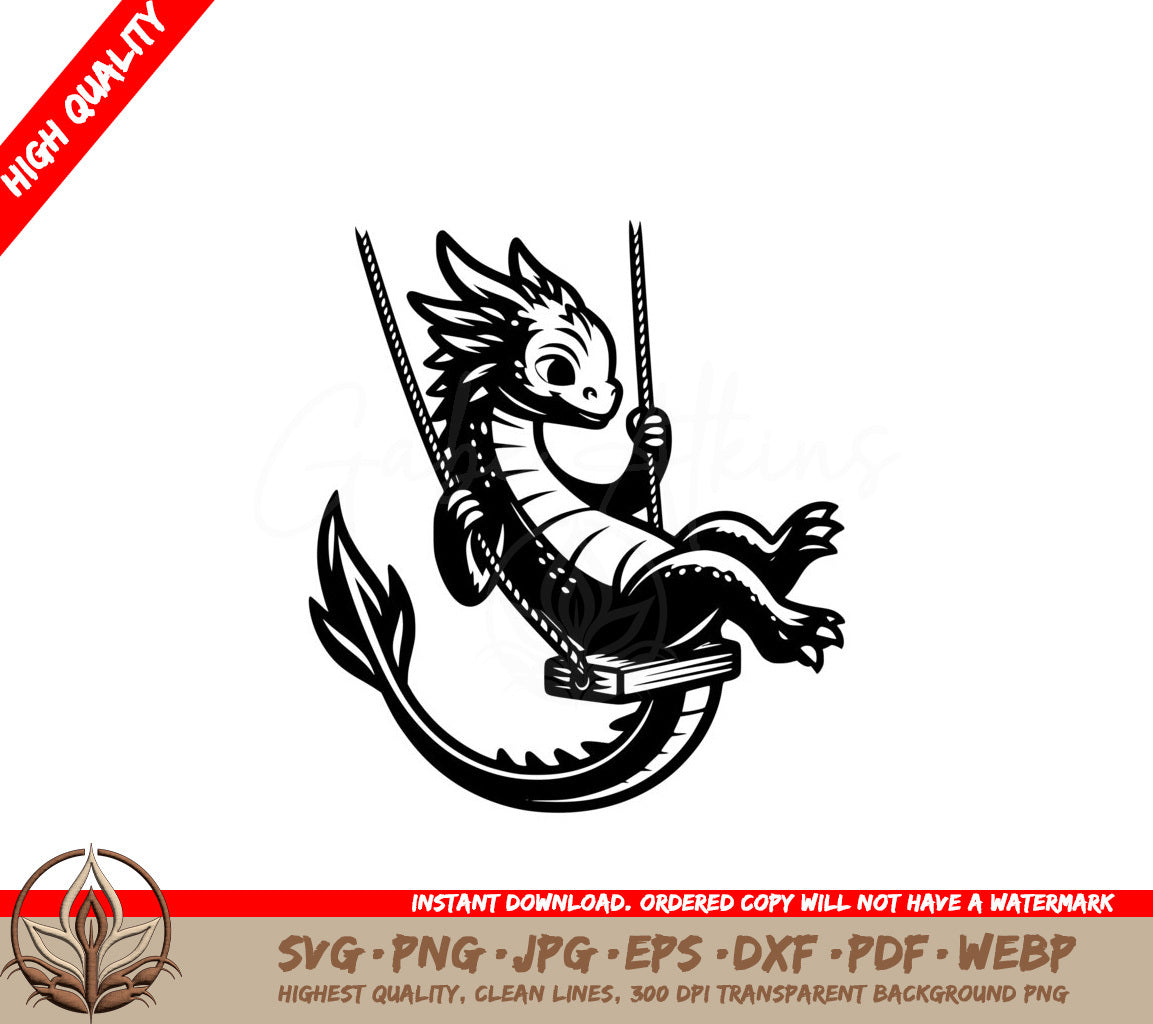 Swinging Dragon Delight SVG PNG JPG AI PDF DXF EPS and WebP Digital Download