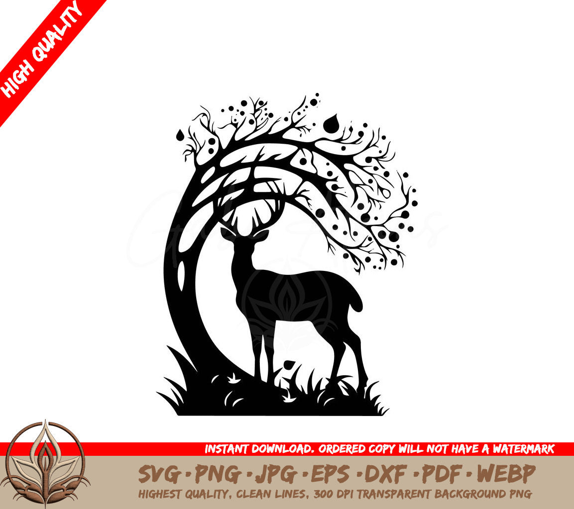 Swirled Forest Deer - Digital Design in Multiple File Formats