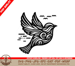 Swirled Sparrow Digital Design File (SVG, PNG, JPG, AI, PDF, DXF, EPS, WebP)