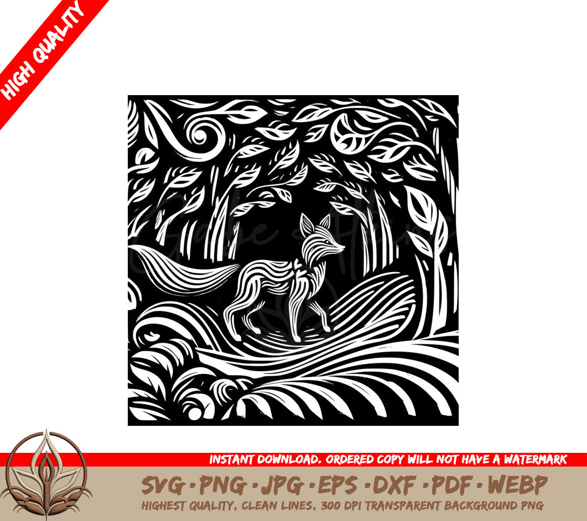 Swirling Fox Whispers SVG PNG JPG AI PDF DXF EPS WebP Digital Design