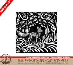 Swirling Fox Whispers SVG PNG JPG AI PDF DXF EPS WebP Digital Design