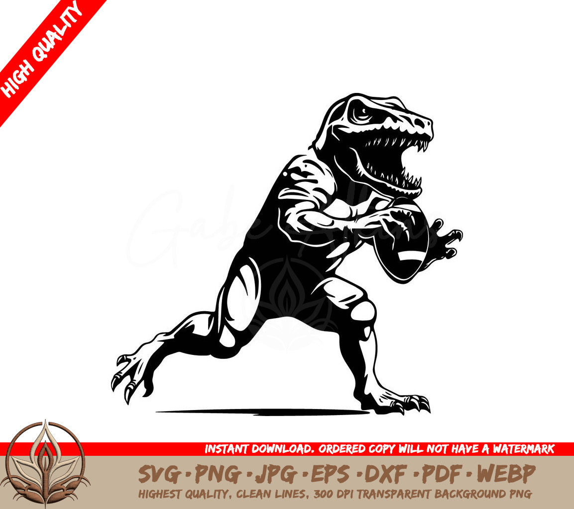 T-Rex Quarterback Digital Design File (SVG, PNG, JPG, AI, PDF, DXF, EPS, WebP)
