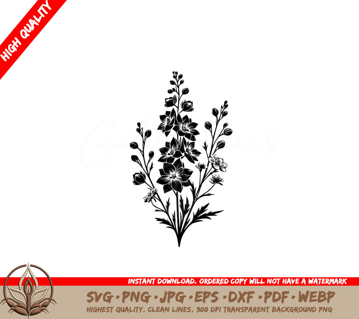 Tall Delphiniums SVG Cut File Design Download SVG