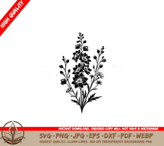 Tall Delphiniums SVG Cut File Design Download SVG