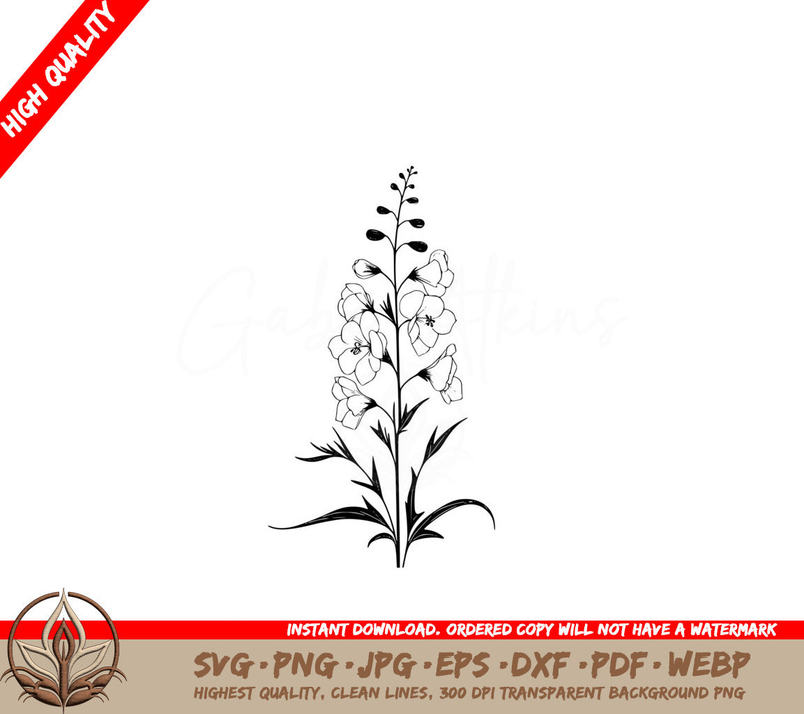 Tall Larkspur Blooms SVG PNG JPG AI PDF DXF EPS and WebP Digital Cut File