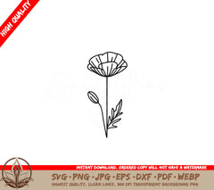 Tall Poppy Bloom SVG PNG JPG AI PDF DXF EPS WebP Digital Download