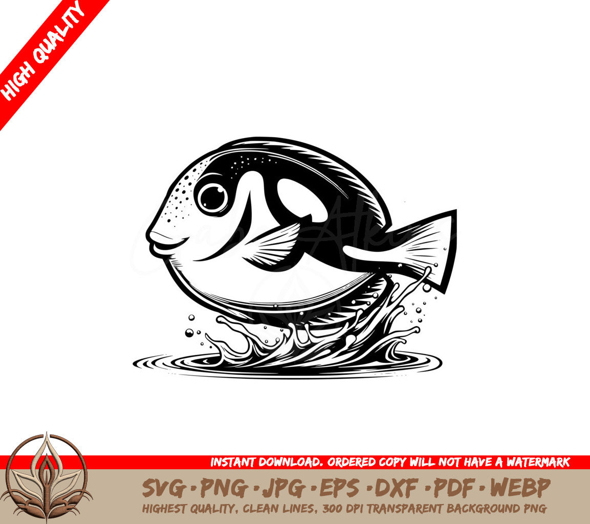 Tang Fish Splash SVG Cut File Download