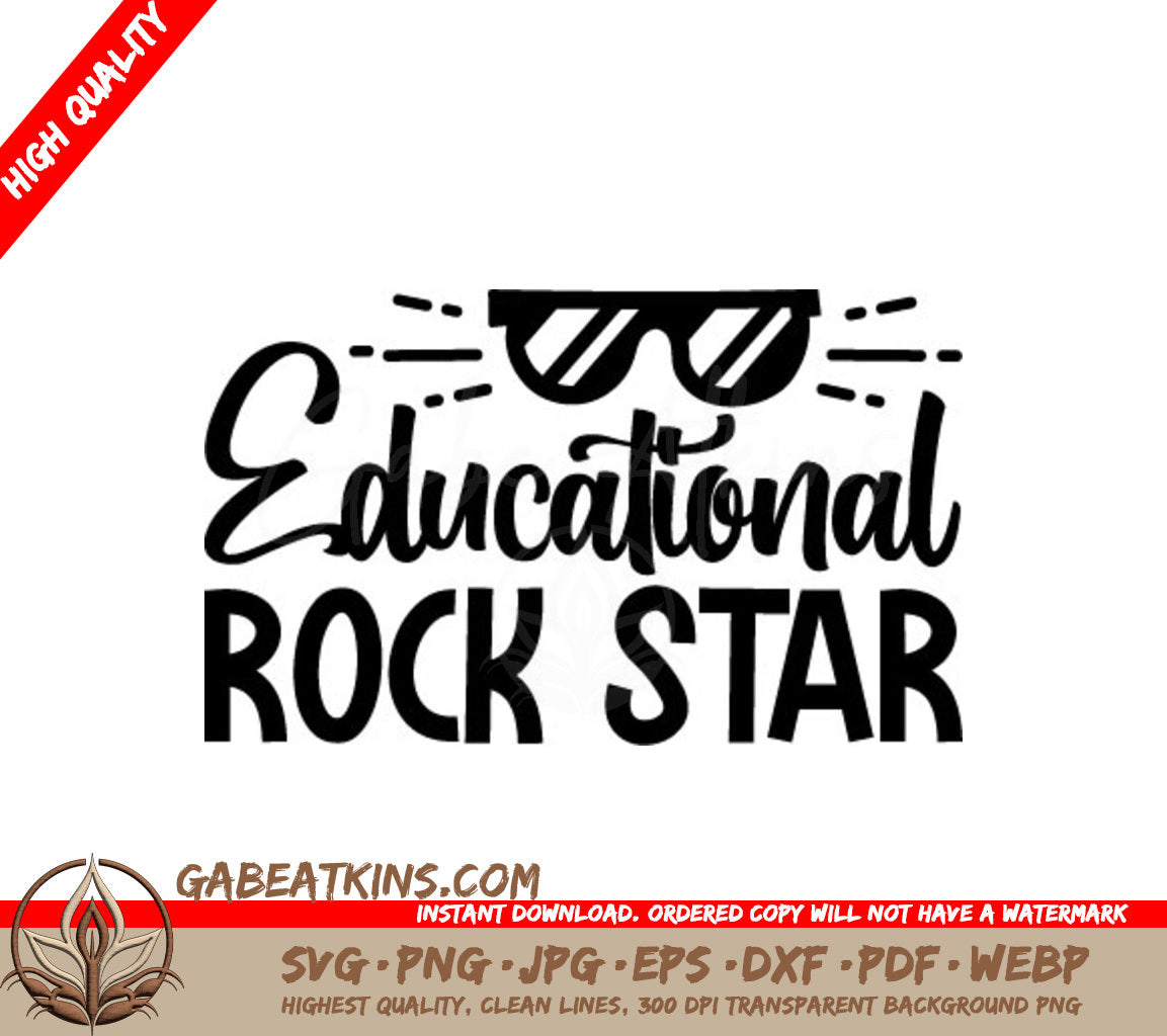 Educational Rockstar Design SVG with Sunglasses - Teacher Design SVG