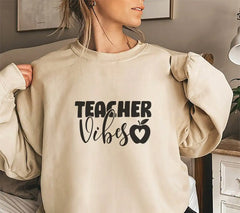 Teacher Vibes Design SVG with Apple - Perfect for Teachers SVG
