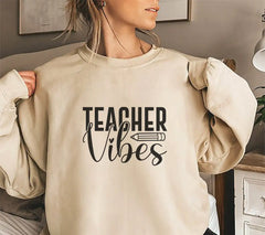 Teacher Vibes Design SVG with Apple - Perfect for Teachers SVG