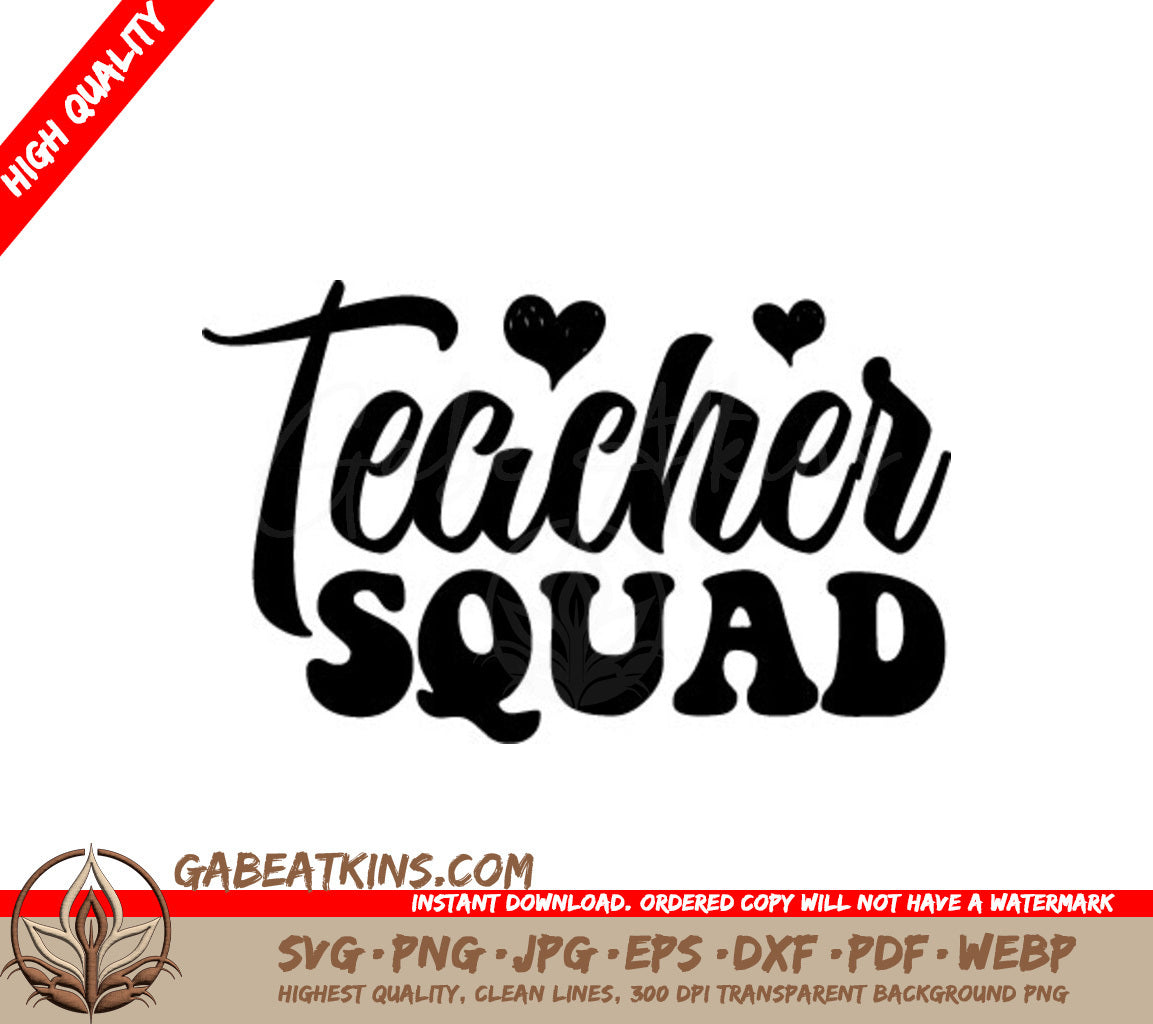 Teacher Squad Heart Design SVG SVG