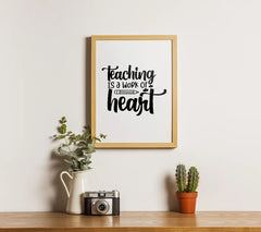 Teacher SVG - Teaching Is A Work Of Heart With A Pencil And Hearts SVG