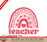 Pink Teacher Rainbow Heart SVG SVG