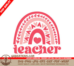 Pink Teacher Rainbow Heart SVG SVG