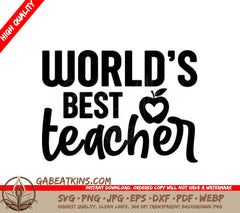 Worlds Best Teacher SVG -  Apple Design SVG