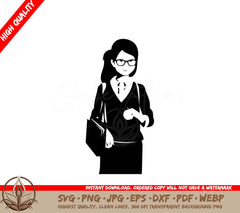 Teacher with Apple Digital Design File in Multiple Formats