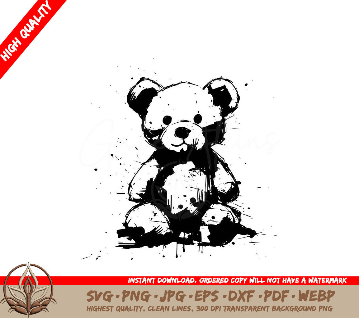 Teddy Bear Abstract Digital Design File for Cricut, Silhouette and More (SVG, PNG, JPG, AI, PDF, DXF, EPS, WebP)