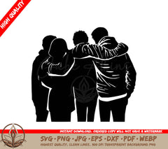 Teenage Group Hug Digital Design in Multiple File Formats (SVG, PNG, JPG, AI, PDF, DXF, EPS, WebP)