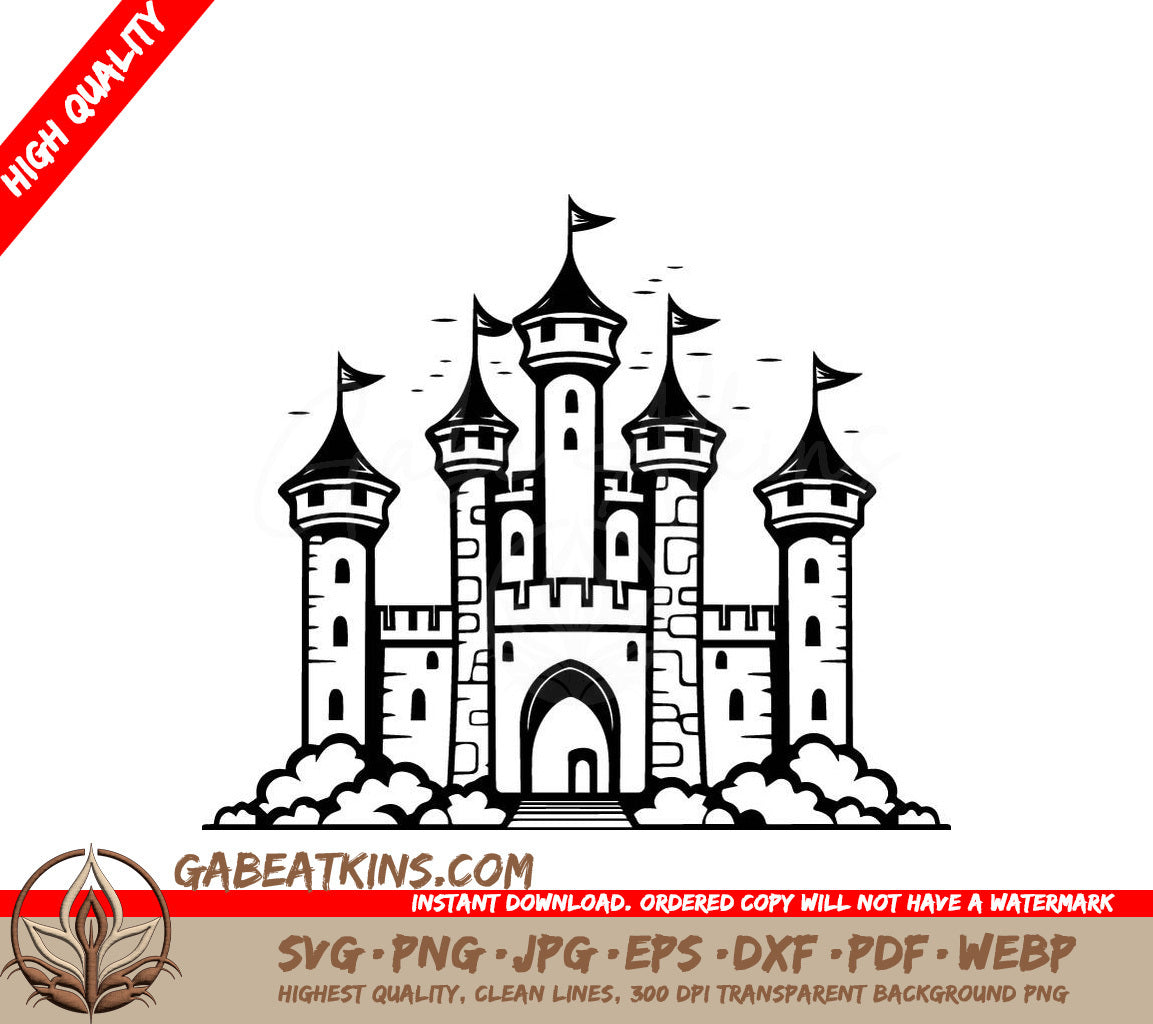 Castle with Flags SVG - Mini Truck Adventure Vector Illustration SVG