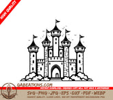 Castle with Flags SVG - Mini Truck Adventure Vector Illustration SVG