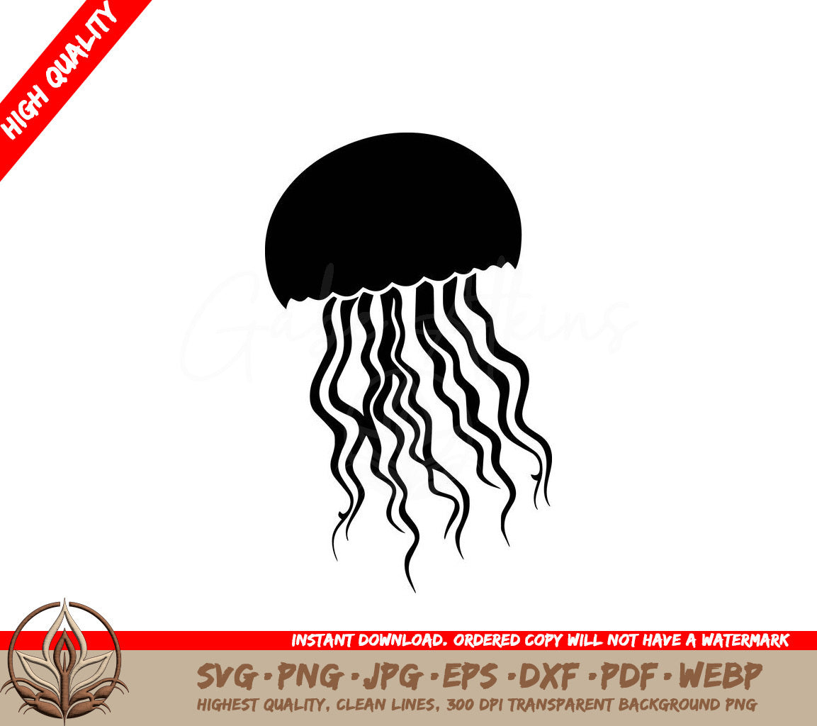 Tentacled Jellyfish Digital Design in Multiple File Formats