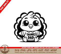 Thankful Little Chick SVG Cut File Design for Crafters and Cricut - Instant Download