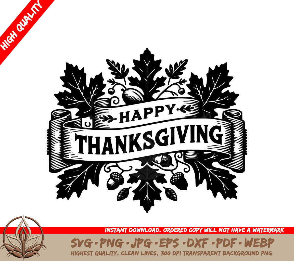 Thanksgiving Greeting - Digital Download in Multiple File Formats (SVG, PNG, JPG, AI, PDF, DXF, EPS, WebP)