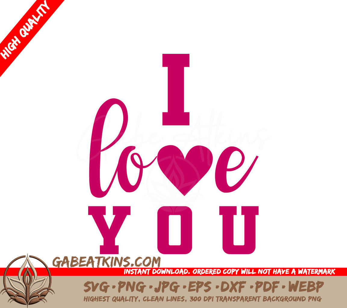 Pink I Love You Heart SVG SVG