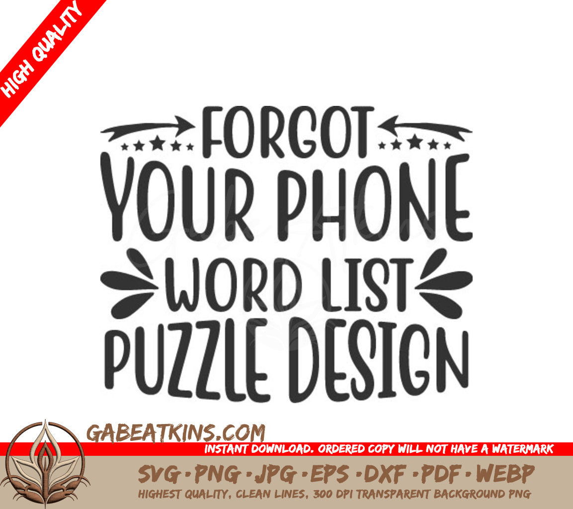 Forgot Phone Word List Puzzle SVG SVG