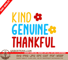 Kind Genuine Thankful SVG Design SVG
