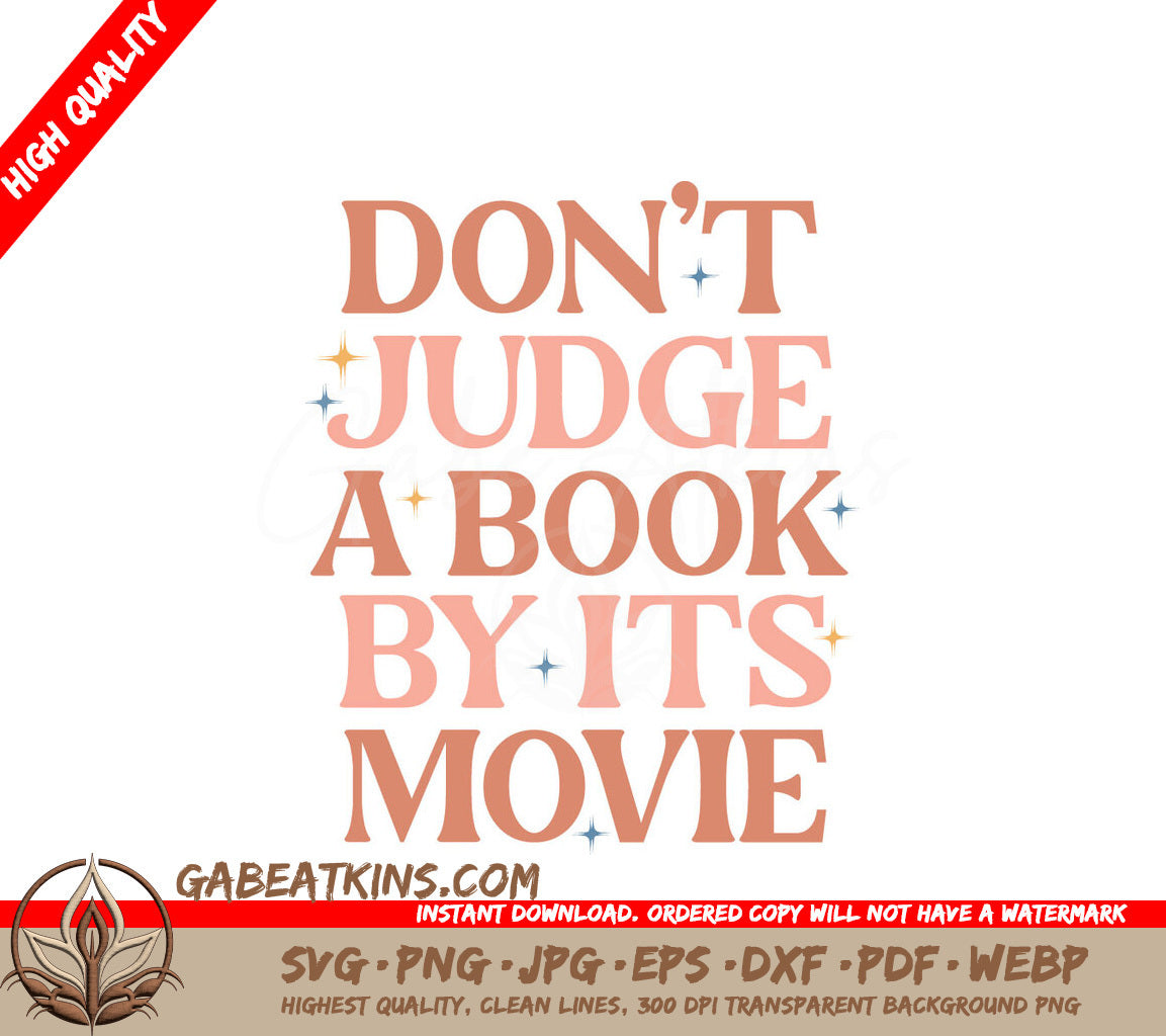 Dont Judge Book By Movie SVG SVG
