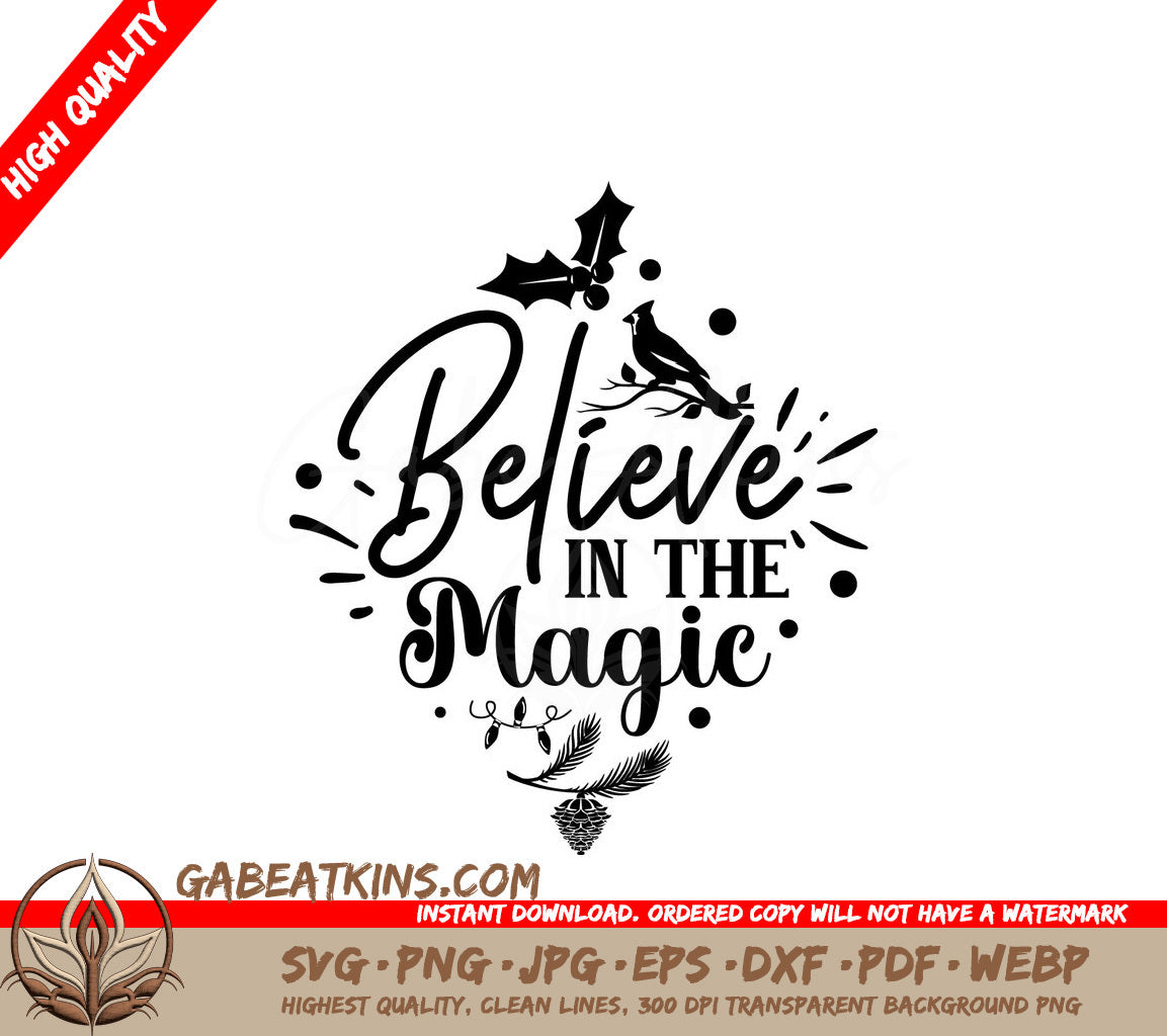 Christmas Cardinal Believe Magic SVG SVG