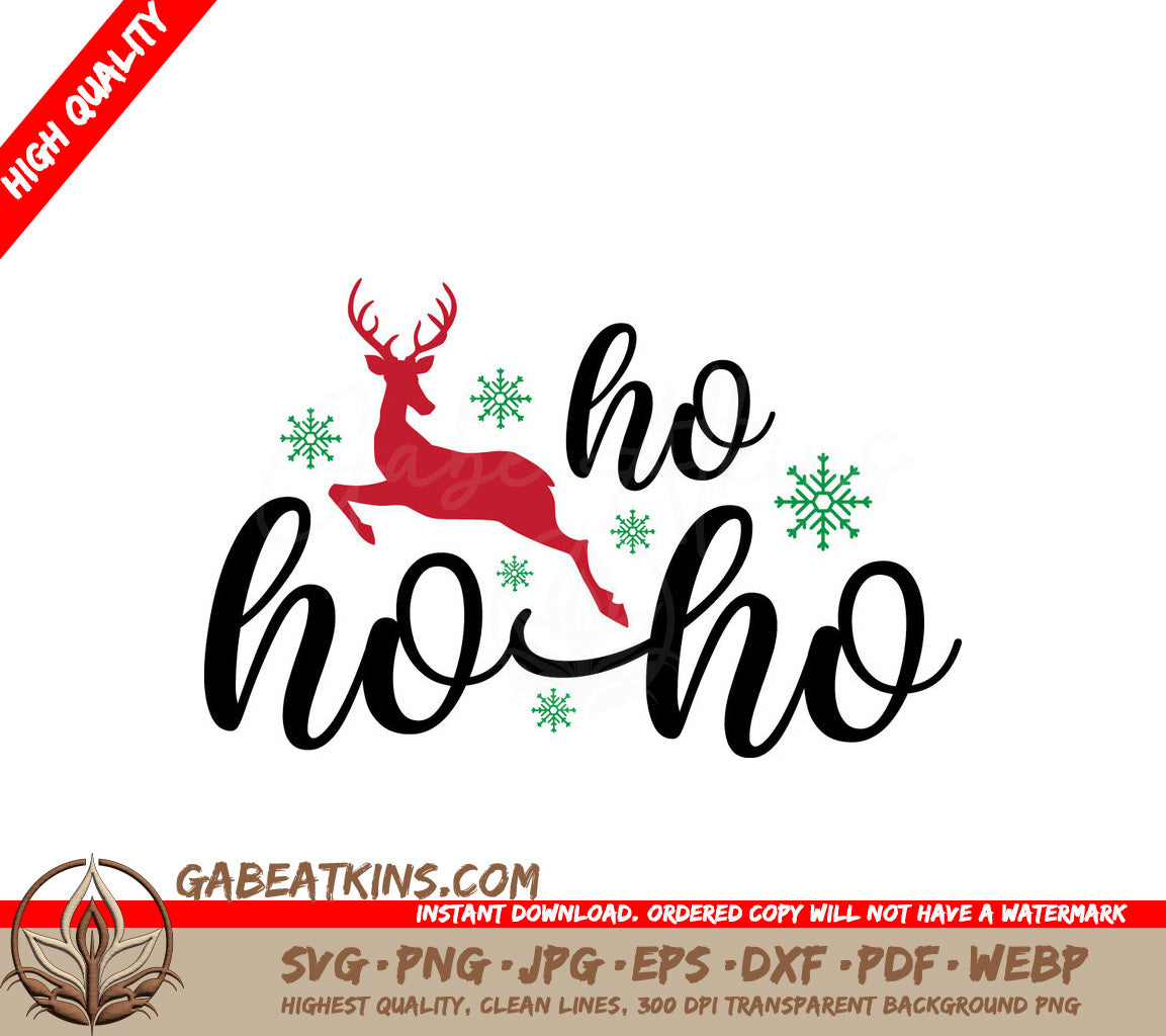 Reindeer Snowflake Ho Ho Ho SVG SVG