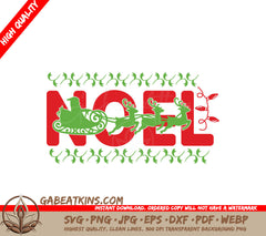 Noel Reindeer Sleigh SVG SVG