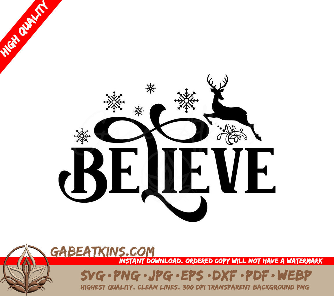 Believe Reindeer Snowflake SVG Doormat SVG