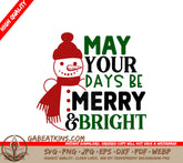 Merry & Bright Snowman SVG SVG