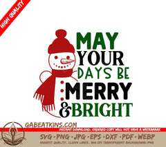 Merry & Bright Snowman SVG SVG