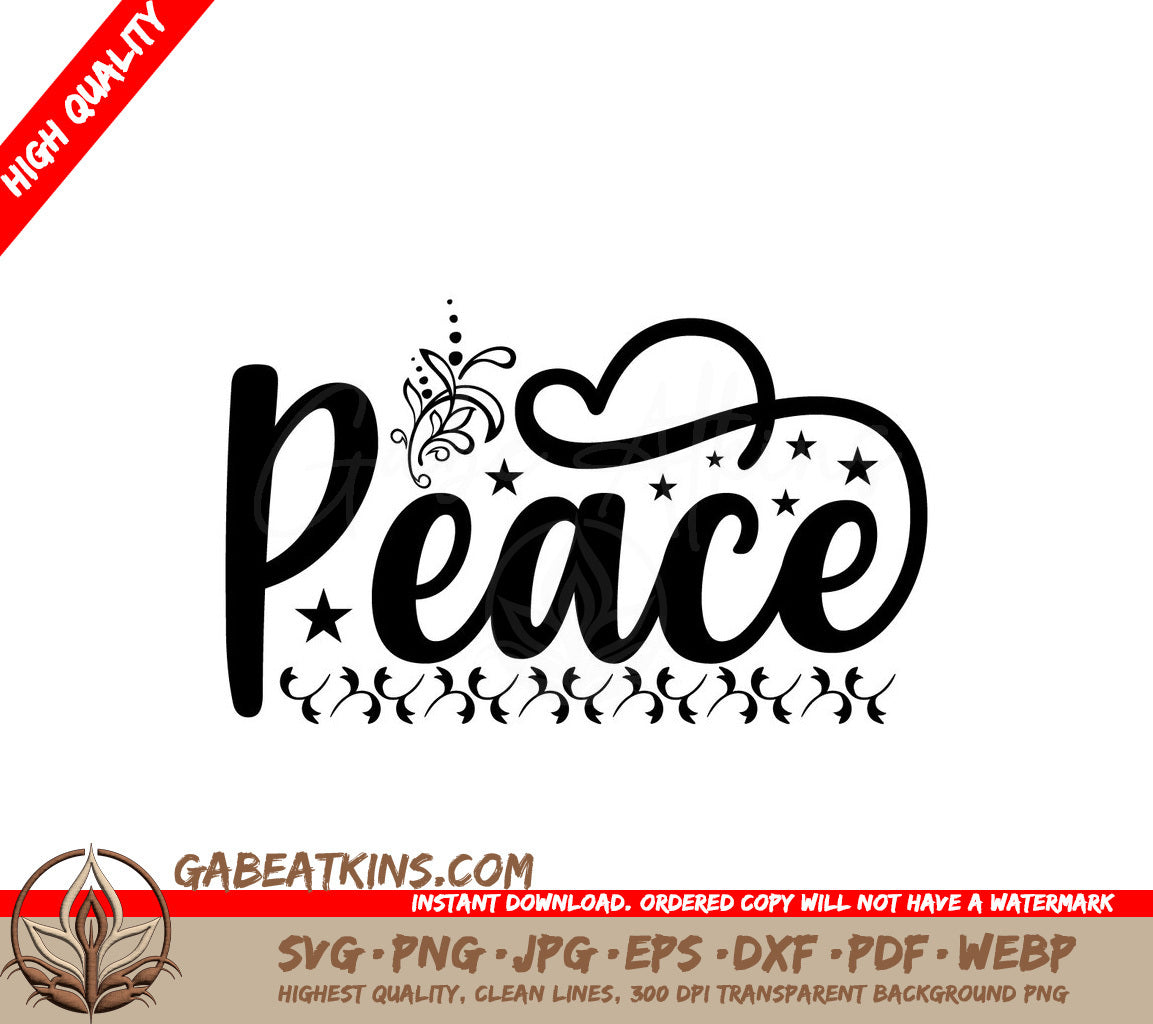 Peace Sign Heart Stars SVG SVG
