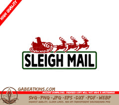 Sleigh Mail Reindeer SVG Cut File SVG
