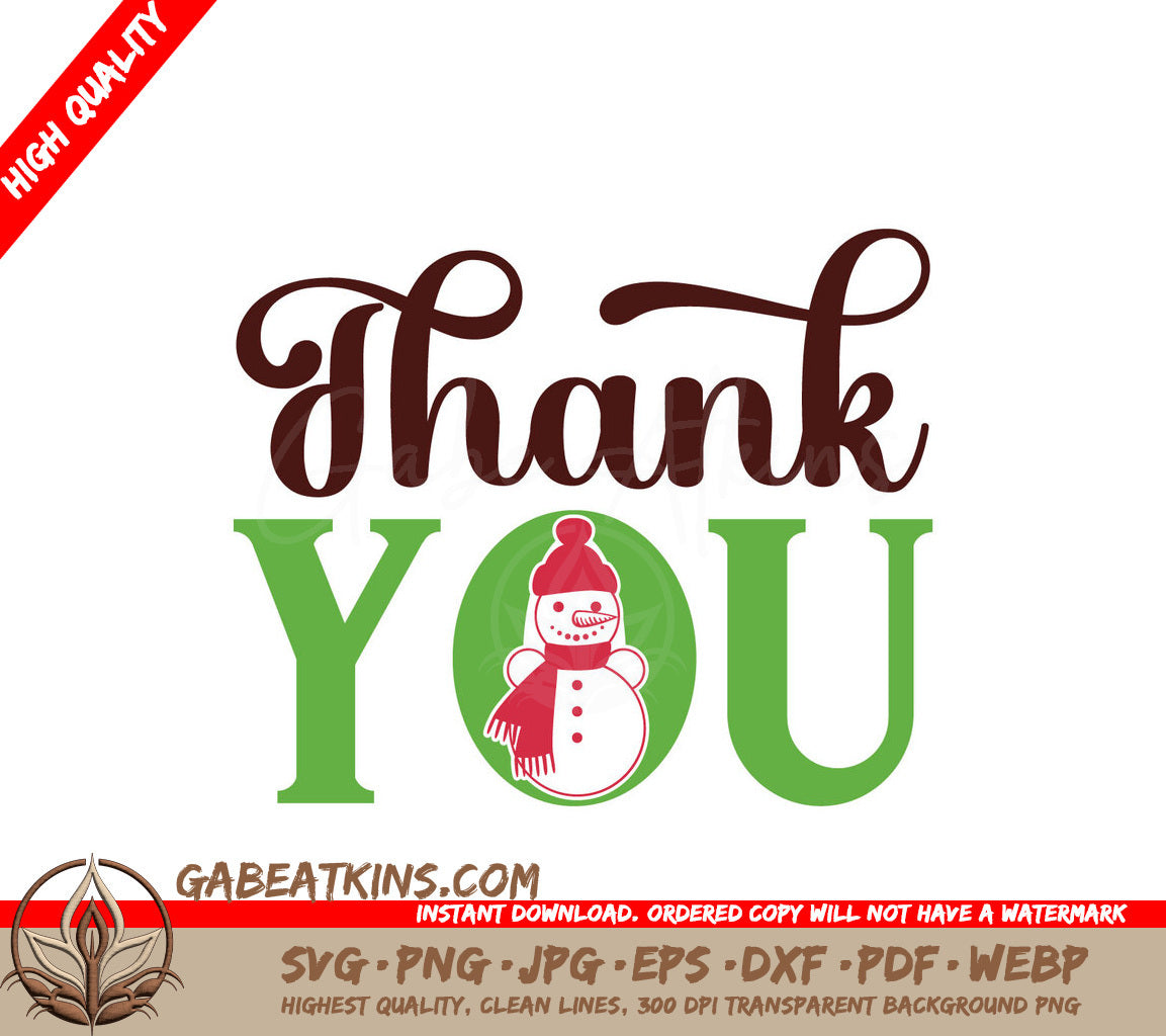 Snowman Thank You SVG Sticker SVG