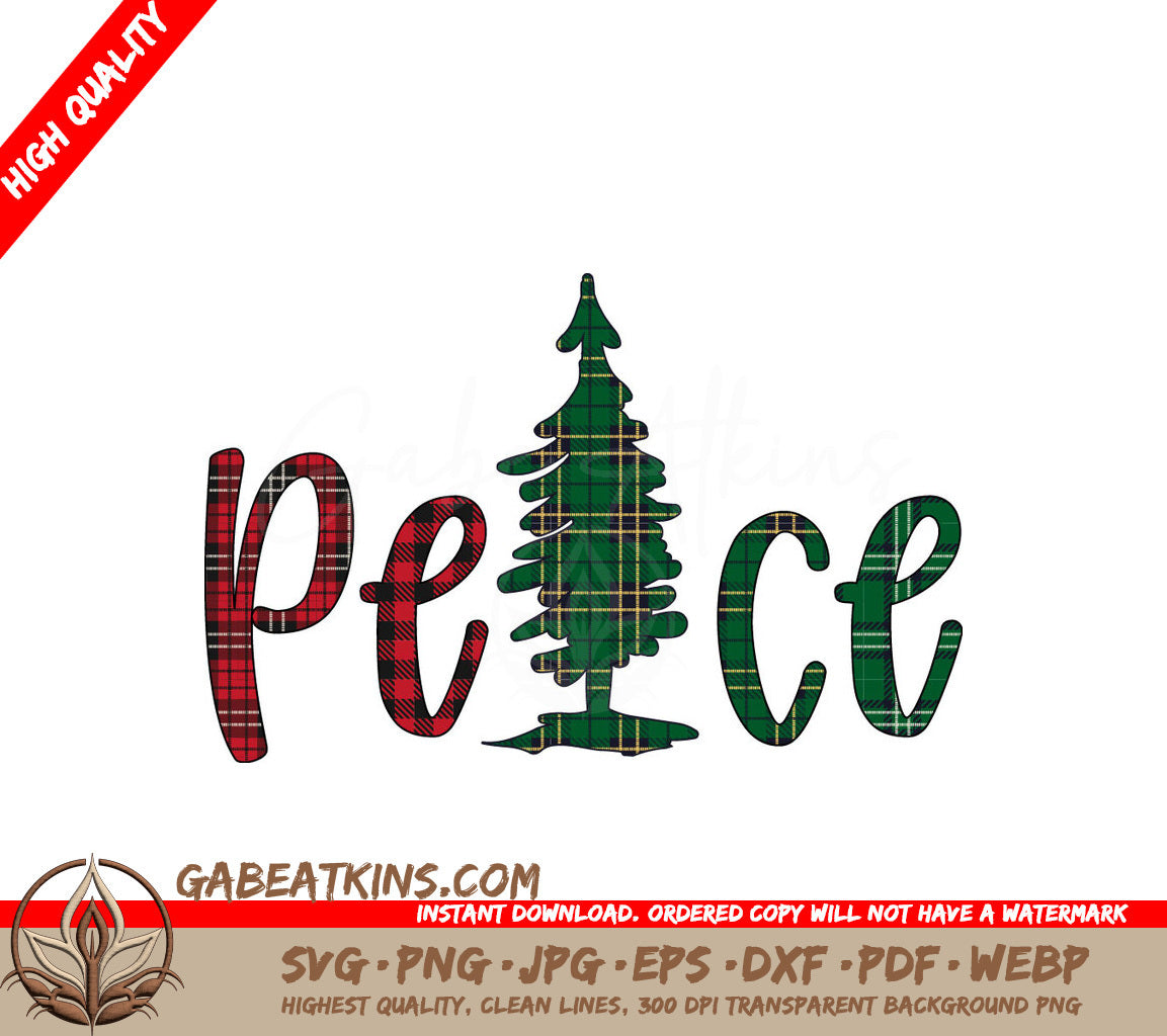 Plaid Peace Christmas Tree SVG SVG