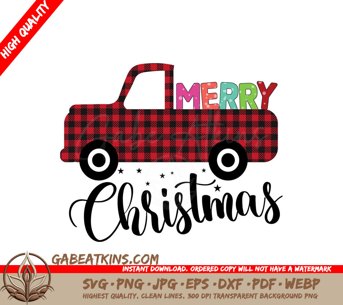 Plaid Truck Merry Christmas SVG SVG